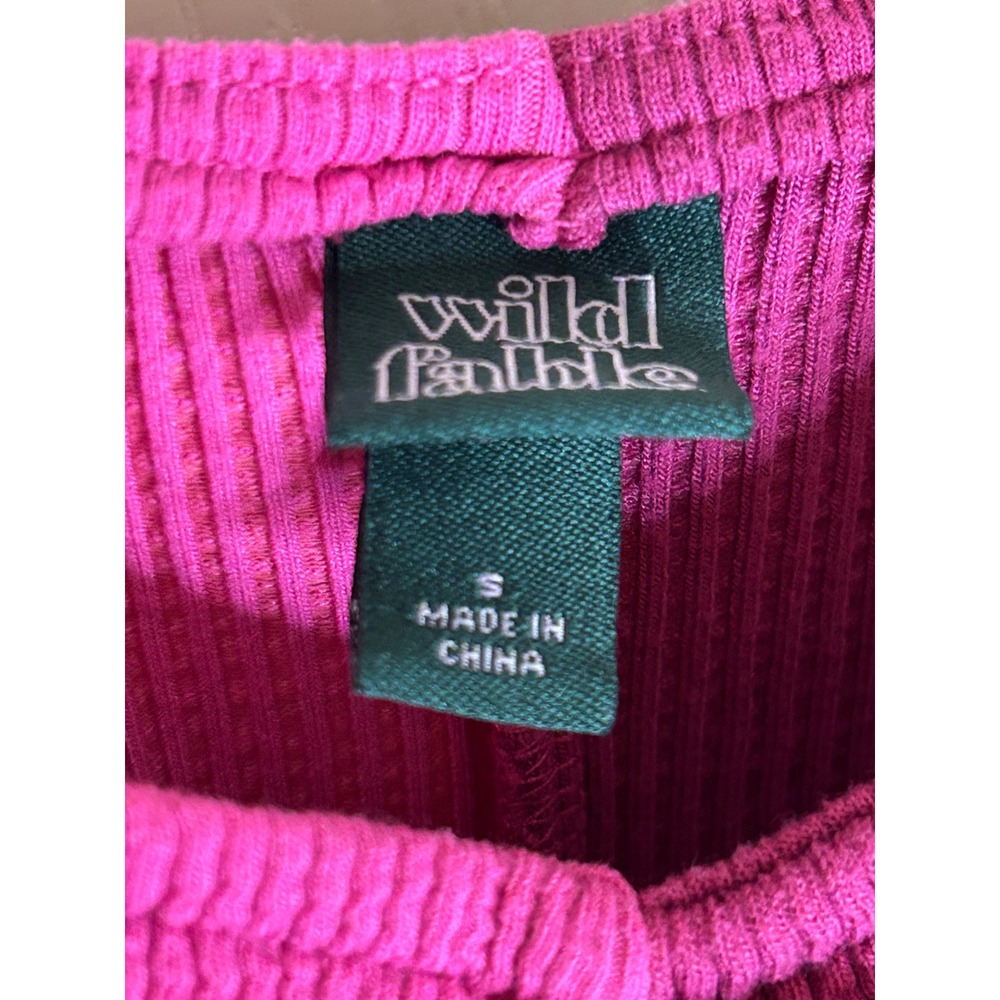 Wild Fable Two Tone Pink Magenta Ribbed Cinched Front Crop Top Small - Picture 2 of 5
